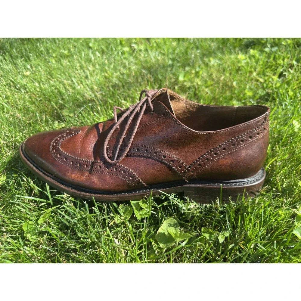 Frye Dress Shoes Mens 11D James Wingtip Brogue Gunnboat Oxford Brown Casual